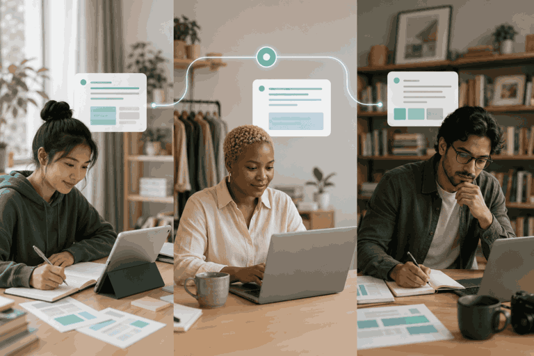 Free ChatGPT users connected through unlimited AI text chats across laptops and tablets