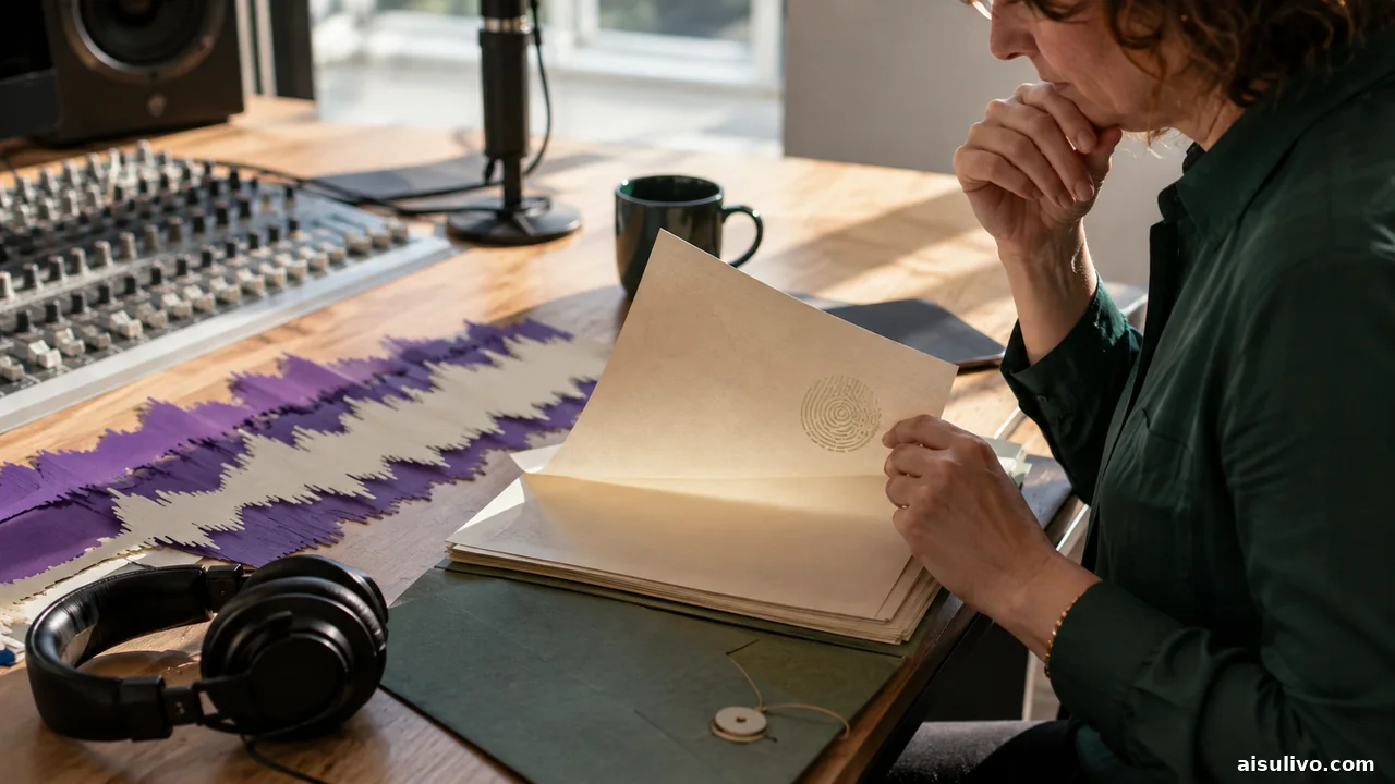 Reviewer checking audio provenance and rights before publication