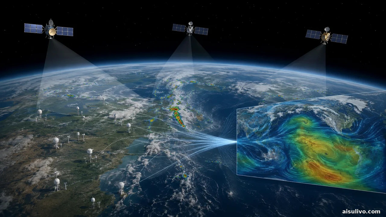 Satellite, station and precipitation observations feeding a global AI forecast