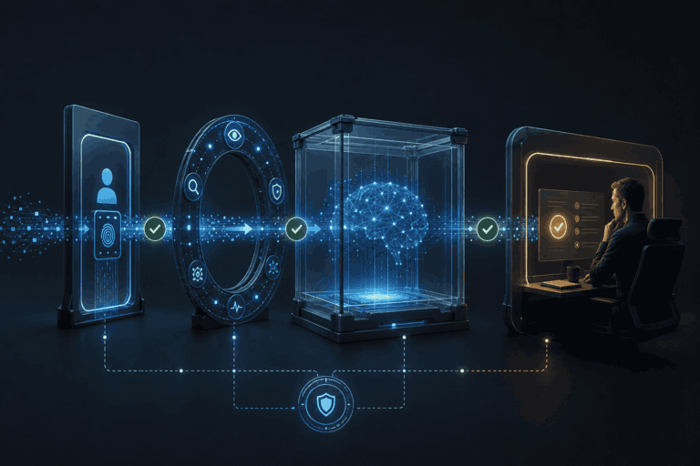 OpenAI Astra cyber risk illustration with biometric AI systems and human oversight