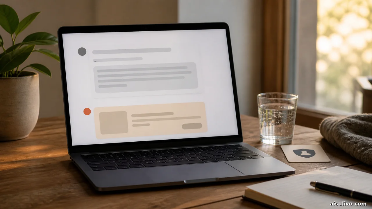 Laptop showing a clearly separated assistant response and generic paid placement