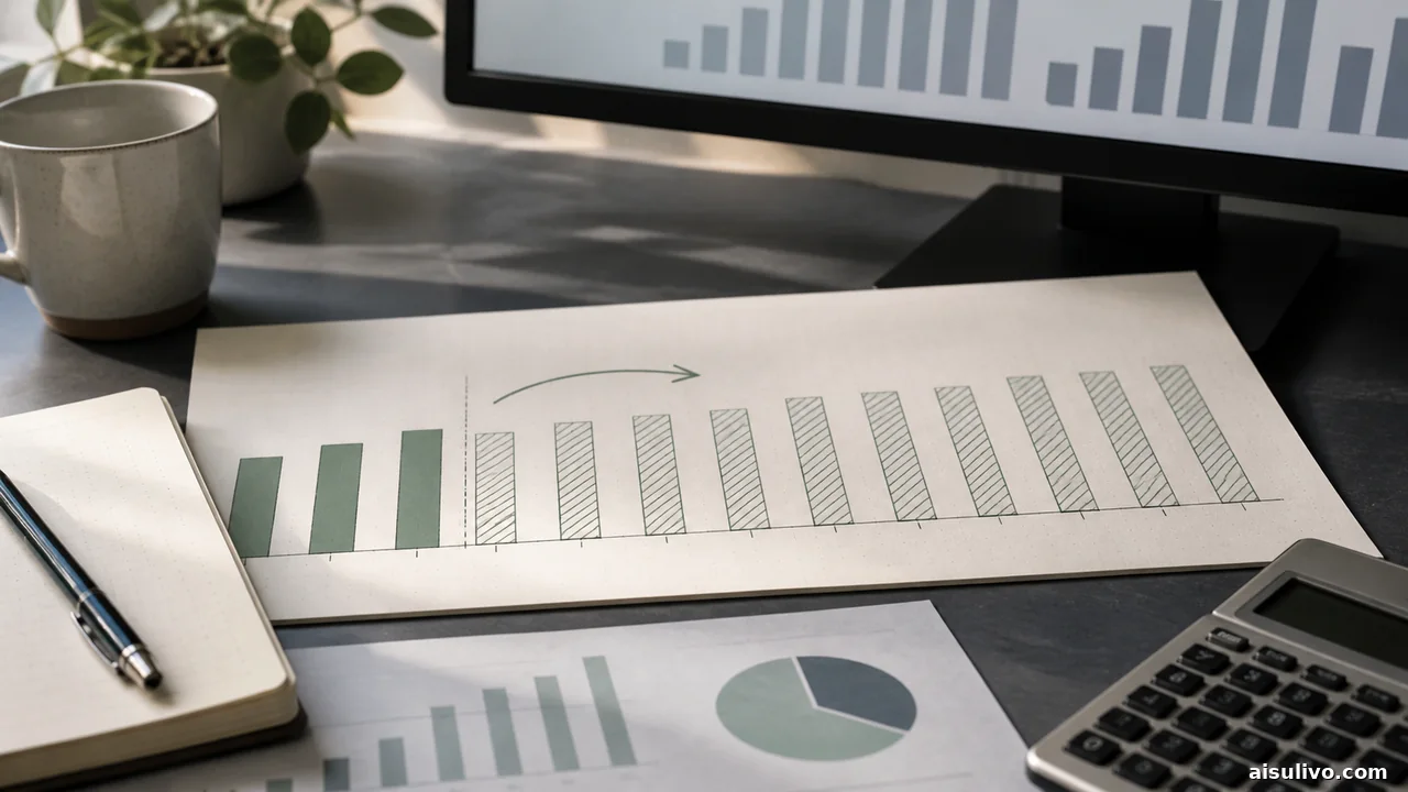 Financial planning desk illustrating a recent revenue pace projected across twelve months