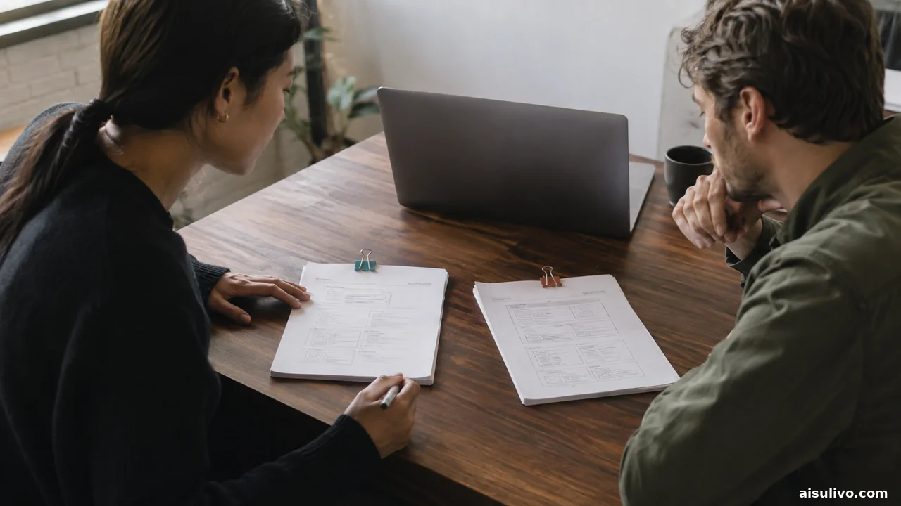 Two developers reviewing a draft and a separate approved revision