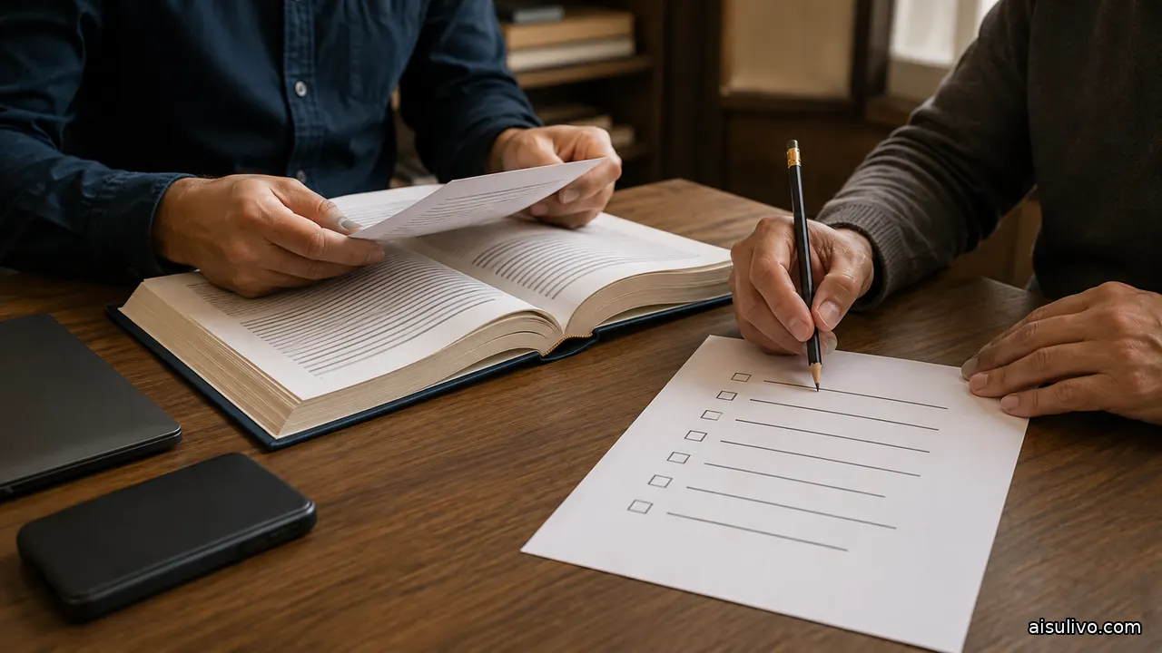 Editors checking a blank source list against a reference book