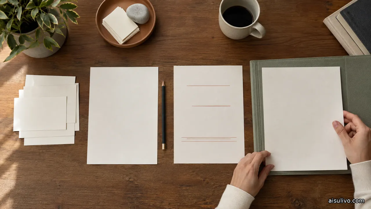 Blank pages and proofreading lines arranged as four writing stages
